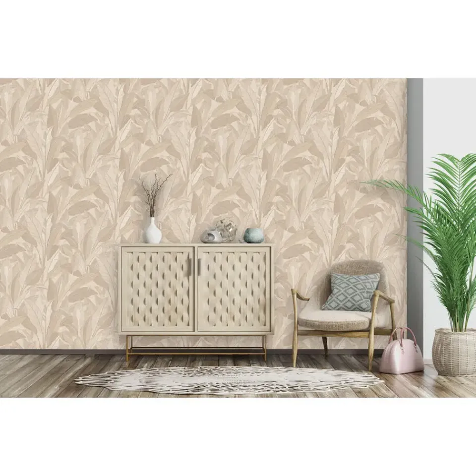 Dutch Wallcoverings Vliesbehang Renaissance leaves - beige - 10,05m x 53cm Discount