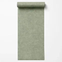 Dutch Wallcoverings Vliesbehang Linen & Textures uni - groen - 10,05m x 53cm Hot