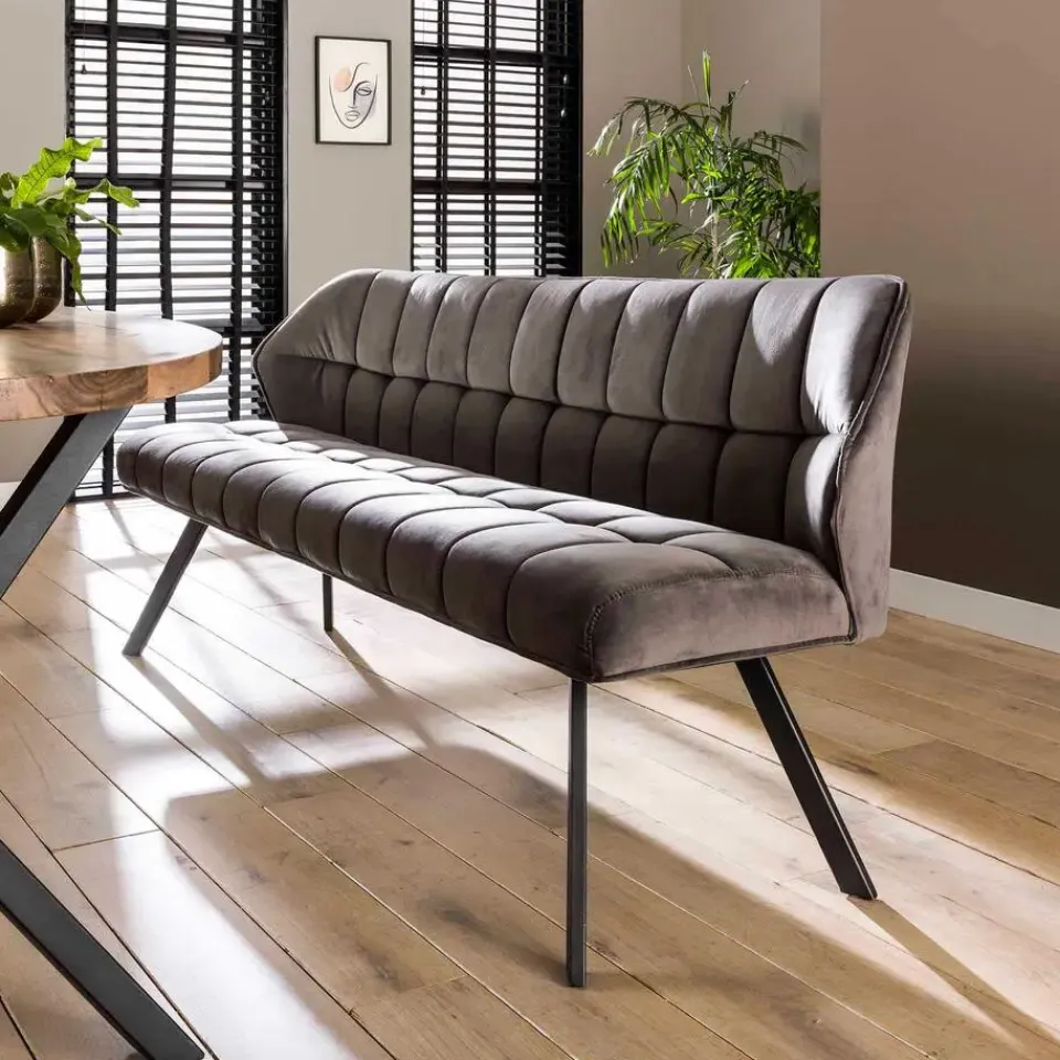 Emob Eetkamerbank Rilla 180cm velours - antraciet New