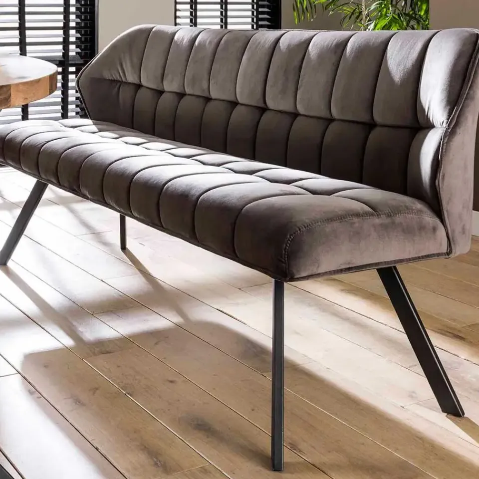 Emob Eetkamerbank Rilla 180cm velours - antraciet New