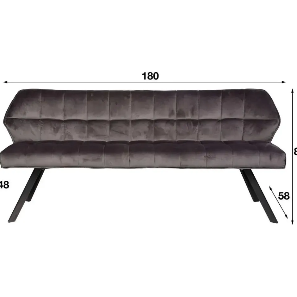 Emob Eetkamerbank Rilla 180cm velours - antraciet New