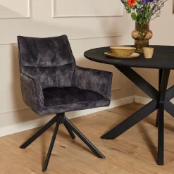 StarFurn Eetkamerstoel Antraciet Velvet - Draaibaar - Dani - Set van 2 Discount