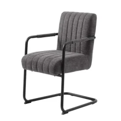 Giga Living Eetkamerstoel Stof Donkergrijs - Incl. Armleuning - Trout - Set van 2 New