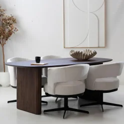 Giga Meubel Eettafel Deens Ovaal - Donkerbruin Mangohout - 240x100x76cm - Juro Discount