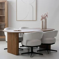 Giga Meubel Eettafel Deens Ovaal - Naturel Mangohout - 240x100x76cm - Juro Sale