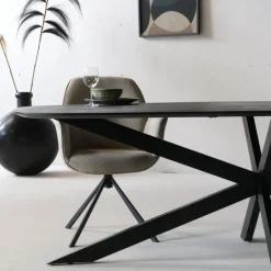 Giga Meubel Eettafel Deens Ovaal - Zwart - Mangohout - 240 cm - Tafel Jordan Sale