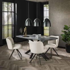 Giga Living Eettafel Deens Ovaal 180cm - Zwart Marmerlook - 4-6 Personen Hot