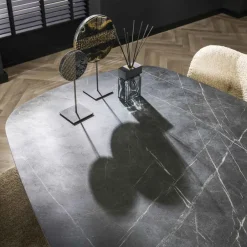 Giga Living Eettafel Deens Ovaal 180cm - Zwart Marmerlook - 4-6 Personen Hot