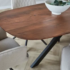 Dimehouse Eettafel deens ovaal Paris walnoot finish 200x100 cm - Hout - Bruin Discount