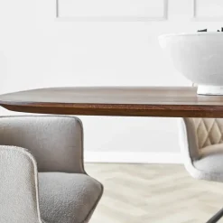 Dimehouse Eettafel deens ovaal Paris walnoot finish 200x100 cm - Hout - Bruin Discount