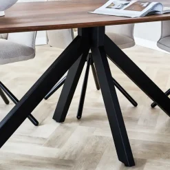 Dimehouse Eettafel deens ovaal Paris walnoot finish 200x100 cm - Hout - Bruin Discount