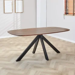 Dimehouse Eettafel deens ovaal Paris walnoot finish 160x100 cm - Hout - Bruin Hot