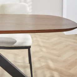 Dimehouse Eettafel deens ovaal Paris walnoot finish 160x100 cm - Hout - Bruin Hot