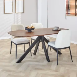 Dimehouse Eettafel deens ovaal Paris walnoot finish 180x100 cm - Hout - Bruin New