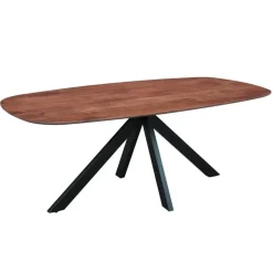 Dimehouse Eettafel deens ovaal Paris walnoot finish 220x100 cm - Hout - Bruin New