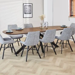 Dimehouse Eettafel deens ovaal Paris walnoot finish 240x100 cm - Hout - Bruin Online