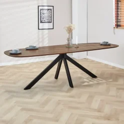 Dimehouse Eettafel deens ovaal Paris walnoot finish 240x100 cm - Hout - Bruin Online