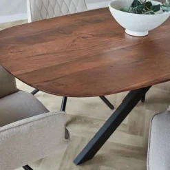 Dimehouse Eettafel deens ovaal Paris walnoot finish 240x100 cm - Hout - Bruin Online