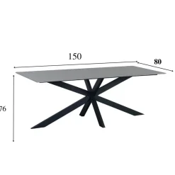 Dimehouse Eettafel Edin 230x100 cm marmerlook grijs - Stoneware - Grijs Discount