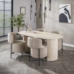 Giga Living Eettafel Ovaal - Travertin Beige - 180x90x77cm - Arch Hot