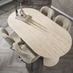 Giga Living Eettafel Ovaal - Travertin Beige - 180x90x77cm - Arch Hot