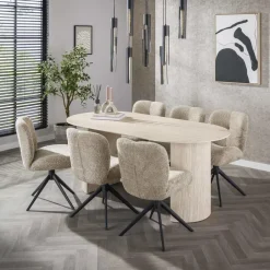 Giga Living Eettafel Ovaal - Travertin Beige - 180x90x77cm - Arch Hot