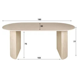 Giga Living Eettafel Ovaal - Travertin Beige - 180x90x77cm - Arch Hot