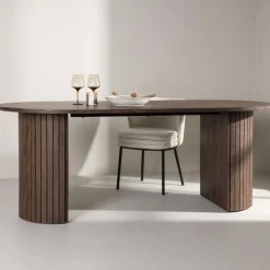 Fjôrd Eettafel Ovaal Bruin 200cm - Fineer - Scandinavisch - Tafel Härön