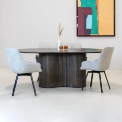 Giga Meubel Eettafel Ovaal 200cm - Bruin - Hout - Eettafel Ava