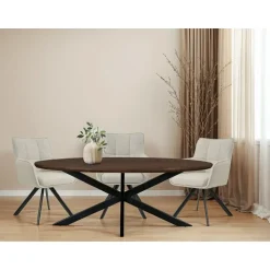Livingfurn Eettafel Ovaal 240cm - Bruin Mangohout - Matrix-poot - Jesper
