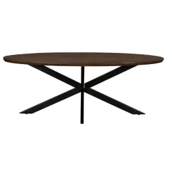 Livingfurn Eettafel Ovaal 240cm - Bruin Mangohout - Matrix-poot - Jesper