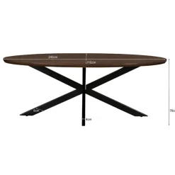 Livingfurn Eettafel Ovaal 240cm - Bruin Mangohout - Matrix-poot - Jesper