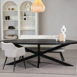 Giga Meubel Eettafel Ovaal 200cm - Mangohout Zwart - Matrix-Poot - Mansour Sale
