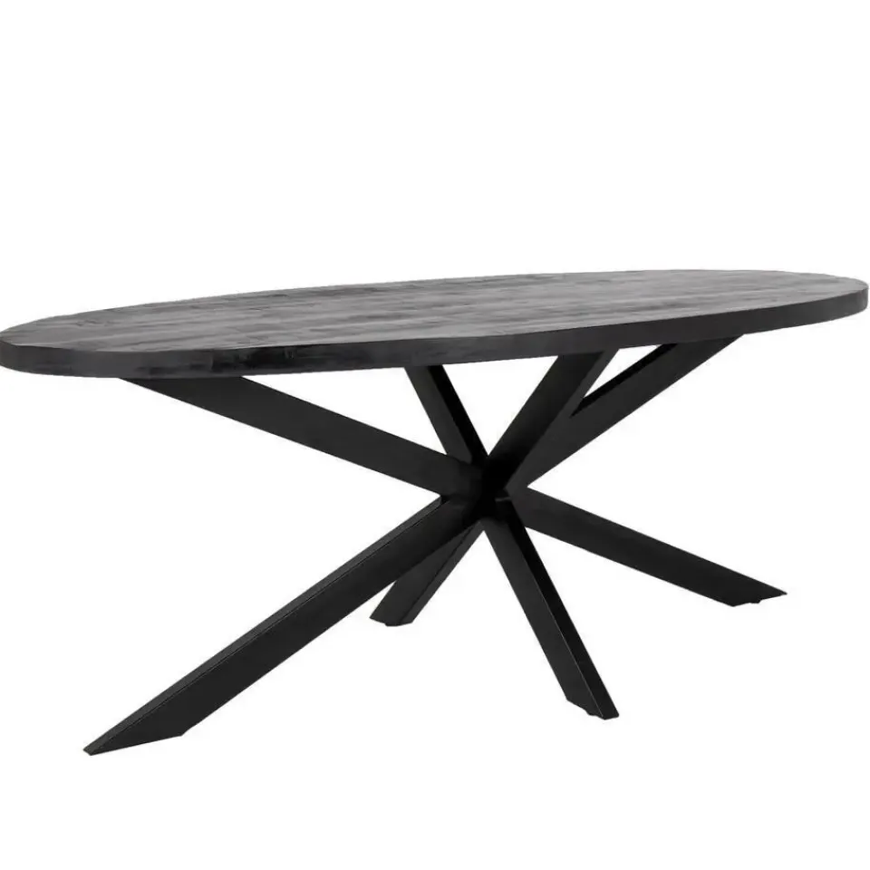 Giga Meubel Eettafel Ovaal 200cm - Mangohout Zwart - Matrix-Poot - Mansour Sale
