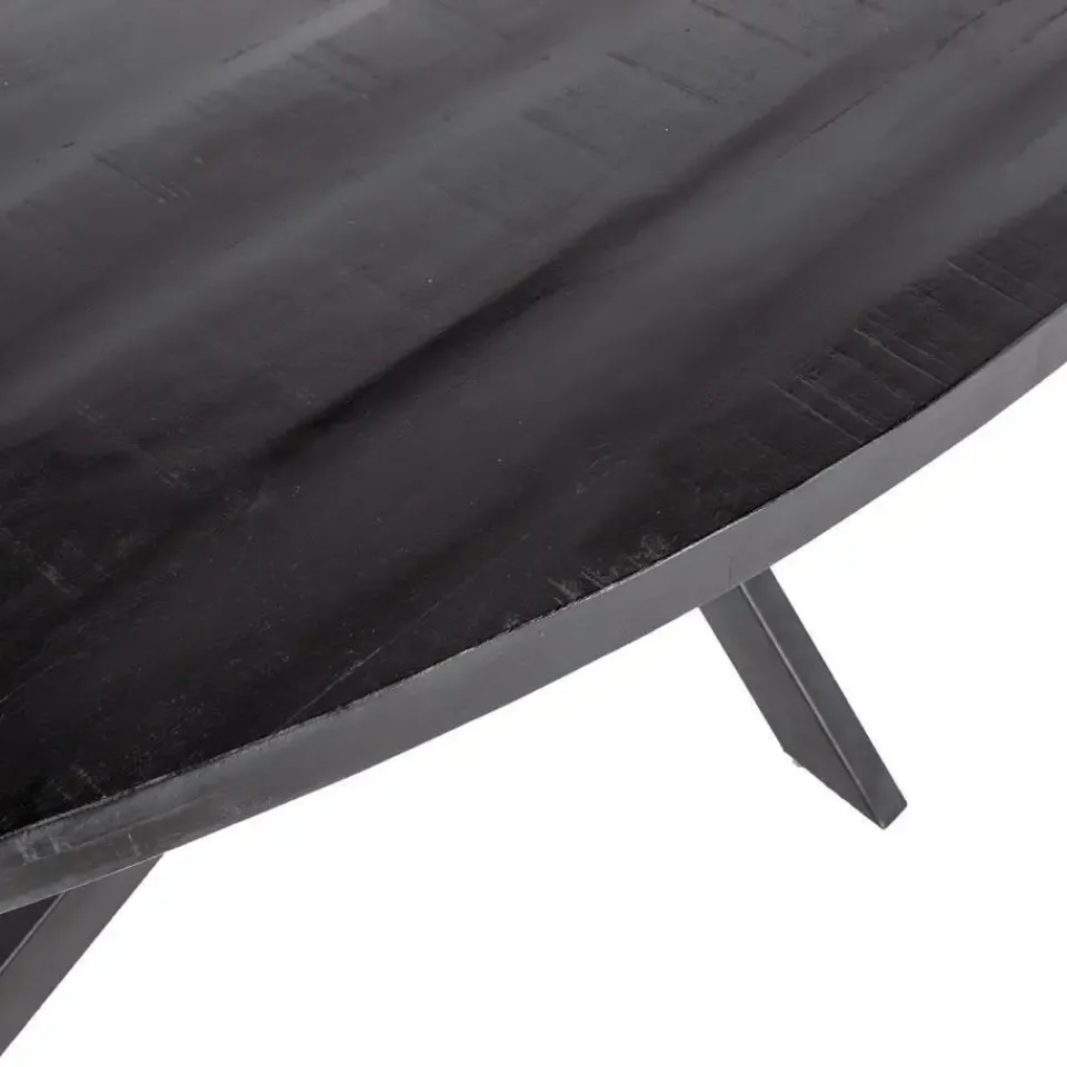 Giga Meubel Eettafel Ovaal 200cm - Mangohout Zwart - Matrix-Poot - Mansour Sale