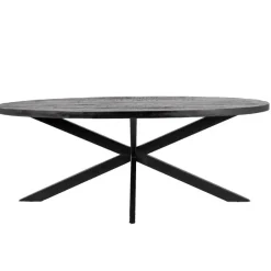 Giga Meubel Eettafel Ovaal 180cm - Mangohout Zwart - Matrix-Poot - Mansour Outlet