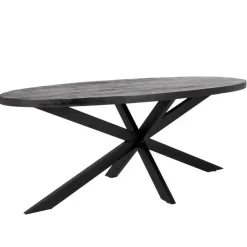 Giga Meubel Eettafel Ovaal 180cm - Mangohout Zwart - Matrix-Poot - Mansour Outlet