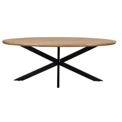 Livingfurn Eettafel Ovaal 180cm - Naturel Mangohout - Matrix-poot - Jesper