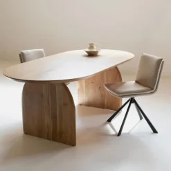 Giga Meubel Eettafel Ovaal 200cm - Naturel - Mangohout - Eettafel Daan Hot