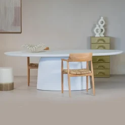 Giga Meubel Eettafel Ovaal 200cm - Wit Betonlook - Myrna Outlet