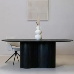 Giga Meubel Eettafel Ovaal 200cm - Zwart - Hout - Eettafel Ava Discount