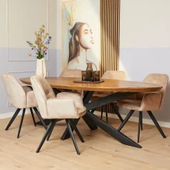 StarFurn Eettafel Ovaal Naturel Mangohout - 300x110x76cm - Brandy Outlet