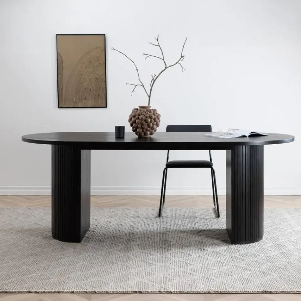 Fjôrd Eettafel Ovaal Zwart 200cm - Fineer - Scandinavisch Best