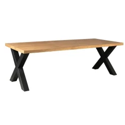 StarFurn Eettafel Rechthoek Mangohout - X-Poot - 220x100x76cm - Denver Clearance