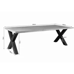StarFurn Eettafel Rechthoek Mangohout - X-Poot - 220x100x76cm - Denver Clearance