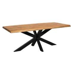 StarFurn Eettafel Rechthoek Naturel Hout - 220x100x76cm - Denver Online