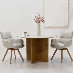 Giga Meubel Eettafel Rond - Marmer - 120x120x76cm - Faria Sale