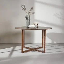 Fjôrd Eettafel Rond - Walnoot MDF - 120x120x75cm - Durango New