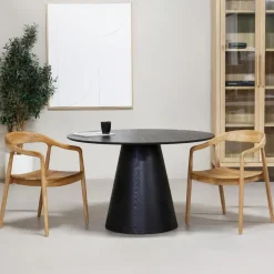 Giga Meubel Eettafel Rond - Zwart - 120x120x75cm - 2-4 Personen - Fynn Outlet
