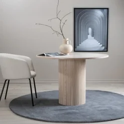 Fjôrd Eettafel Rond Beige 110cm - Fineer - Scandinavisch